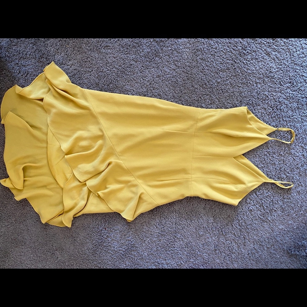 Dress the population yellow mustard high low dress